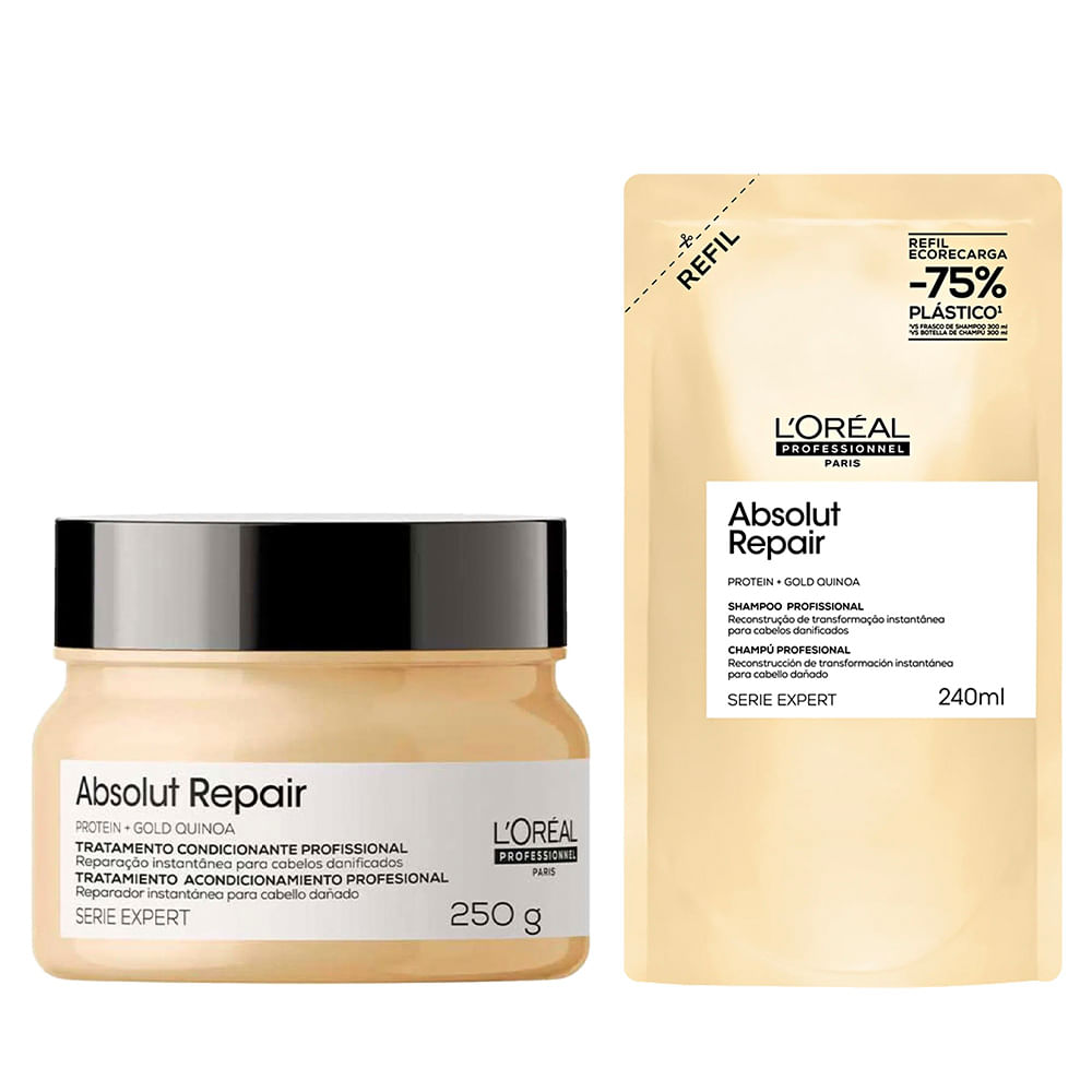 L'Oréal Professionnel Absolut Repair Gold Quinoa + Protein Kit – Refil Shampoo + Tratamento